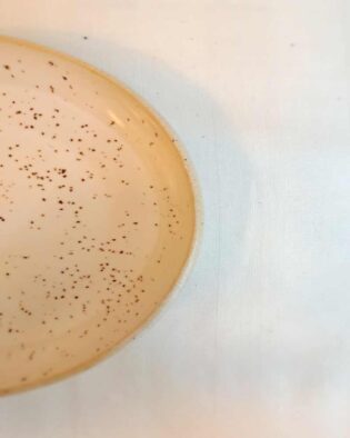White Stoneware Bowl With White Dots